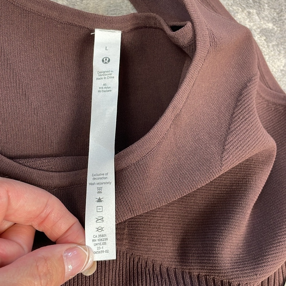 NWT Lululemon Tight Fit Knit Tank Dress Java Brown Casual Athleisure Sz L - Picture 6 of 13